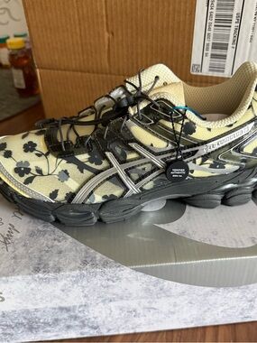 Cecilie Bahnsen x Asics Ivory and Black Floral Running Shoe